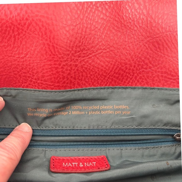 MATT & NAT Red‎ Vegan Leather Drawstring Backpack Convertible Shoulder Bag